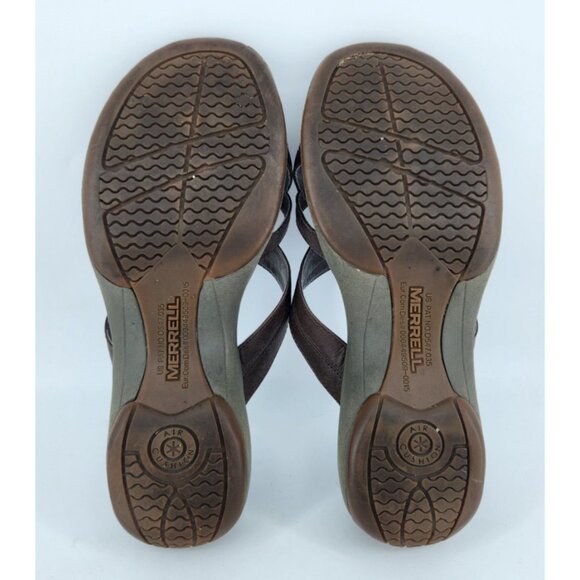 Merrell Women's Size 9 Brown Leather Sundial Spin Bracken Wedge Sandals Outdoors - Picture 11 of 12